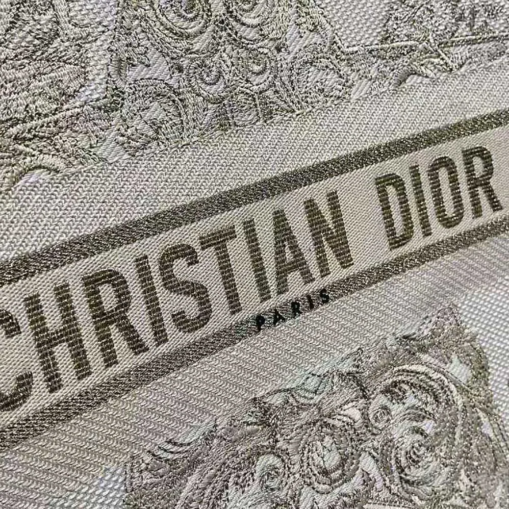 Dior Book Tote Gold-Tone Dior Around the World Stella Embroidery for Women