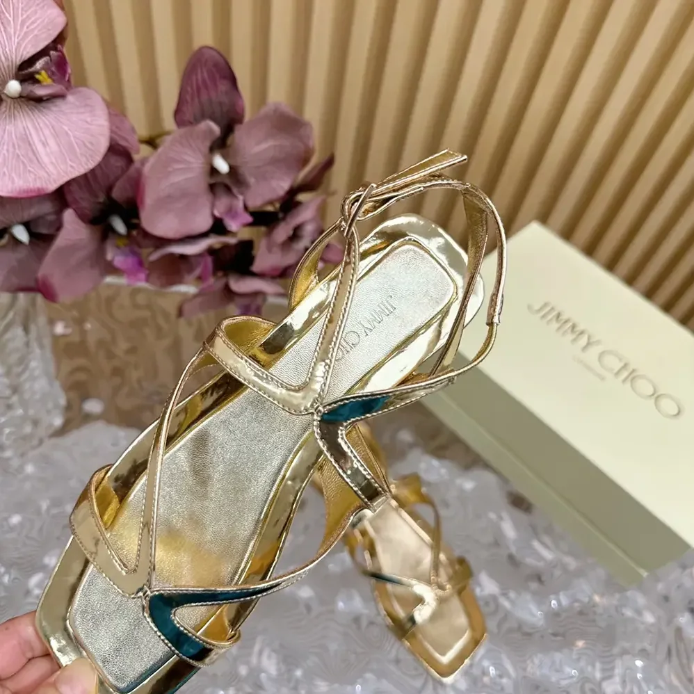 Jimmy Choo Ayla Flat Gold Metallic Leather Flats for Women Jimmy Choo Ayla Flat Gold Metallic Leather Flats for Women