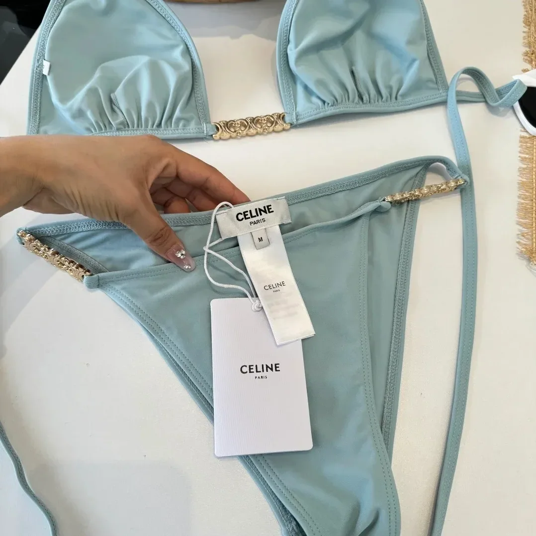 Celine Triomphe Triangle Bikini Mineral Blue Celine Triomphe Triangle Bikini Mineral Blue