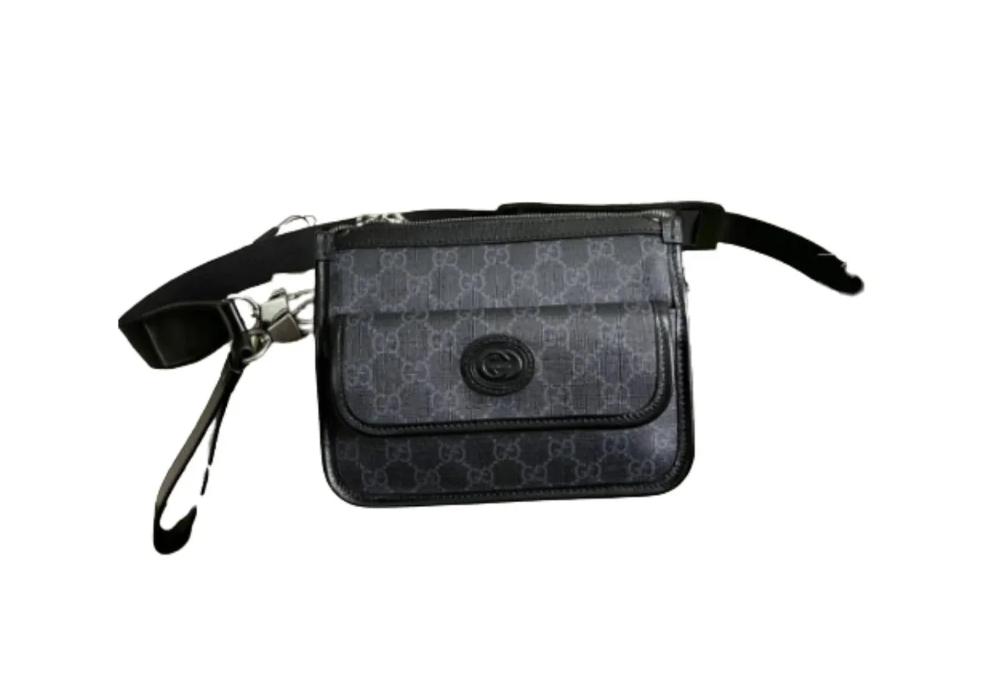 Gucci Messenger Bag With Interlocking G Black Supreme Canvas / Gucci Messenger Bag With Interlocking G Black Supreme Canvas /