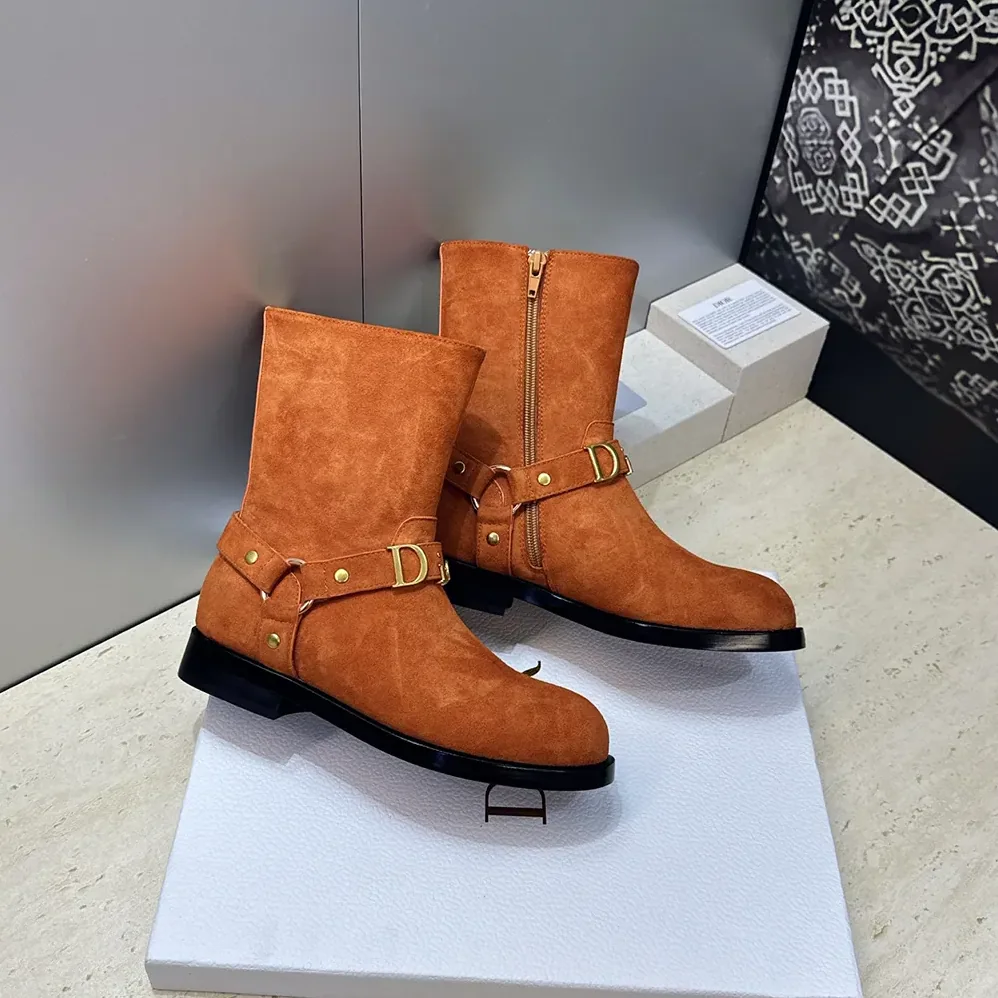 Dior Bolt Ankle Boot Cognac Brown Suede Calfskin for Women Dior Bolt Ankle Boot Cognac Brown Suede Calfskin for Women