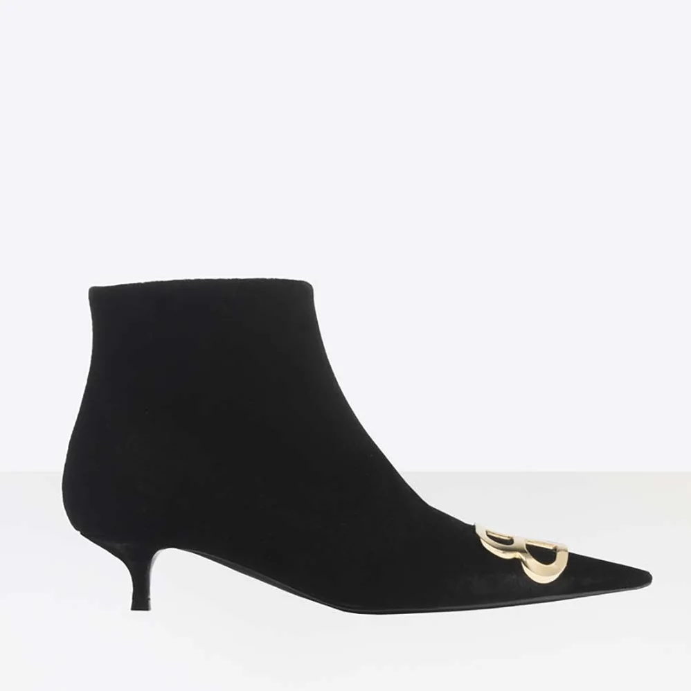 Balenciaga Shoes BB Booties Velvet 40mm Heel for Women in Black Balenciaga Shoes BB Booties Velvet 40mm Heel for Women in Black