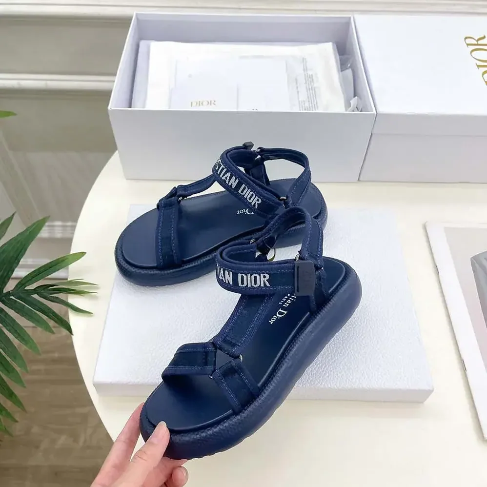Dior Dioriviera D-Wave Sandal Deep Blue Technical Fabric for Women