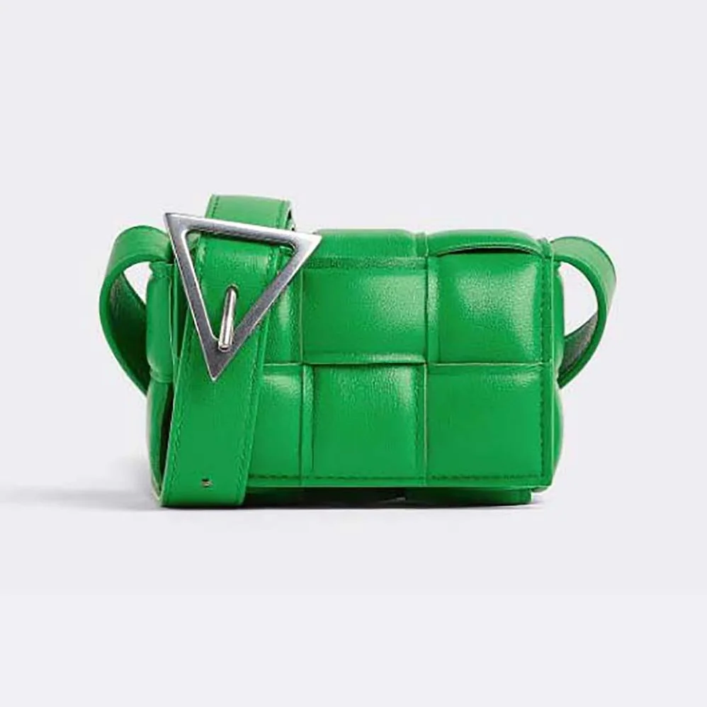 Bottega Veneta Candy Padded Cassette Mini Padded Intreccio Leather Cross-Body Bag for Women in Green Bottega Veneta Candy Padded Cassette Mini Padded Intreccio Leather Cross-Body Bag for Women in Green