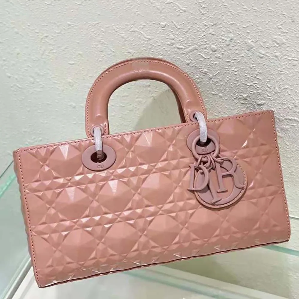 Dior Lady D-Joy Bag Rose Des Vents Cannage Calfskin with Diamond Motif for Women