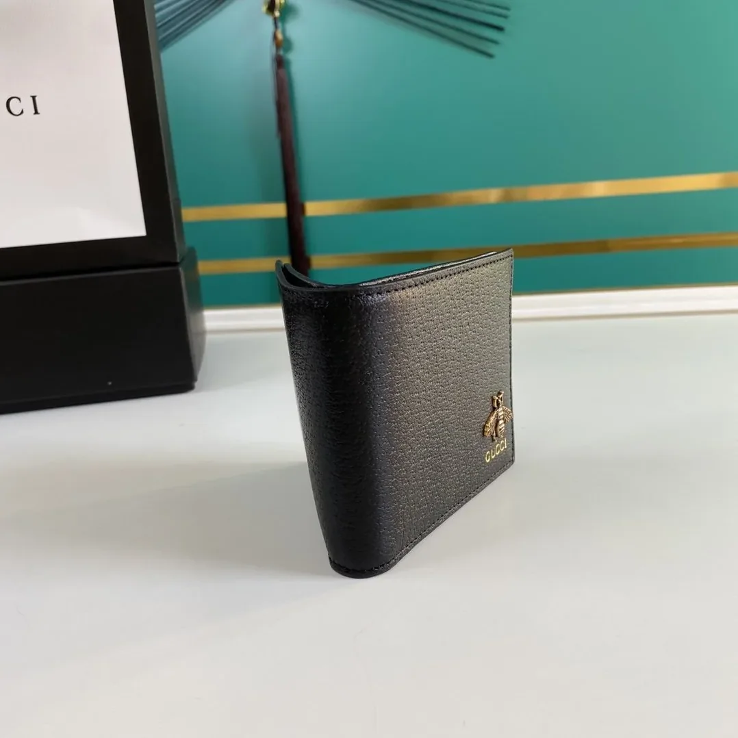 Gucci Bee Logo Black Bi in Fold Wallet Gucci Bee Logo Black Bi in Fold Wallet