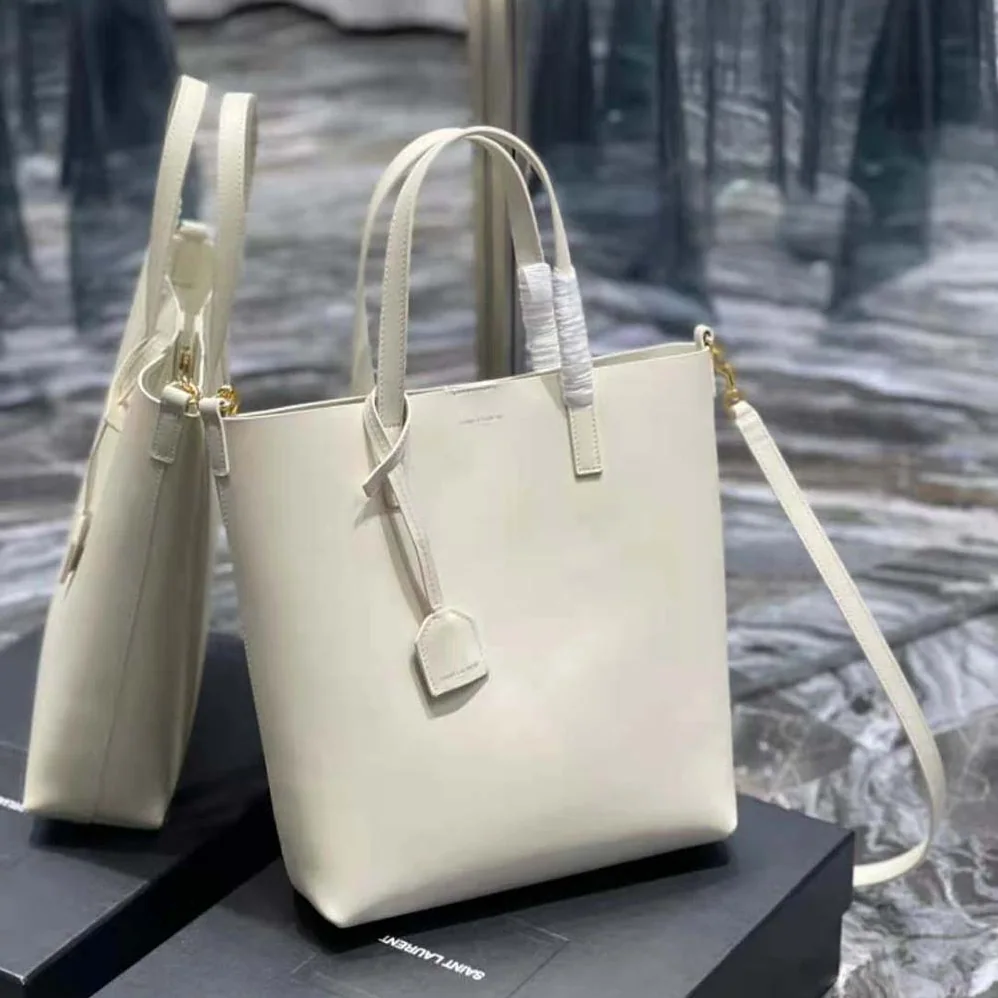 Saint Laurent YSL Shopping Saint Laurent Toy in Supple Leather for Women in White