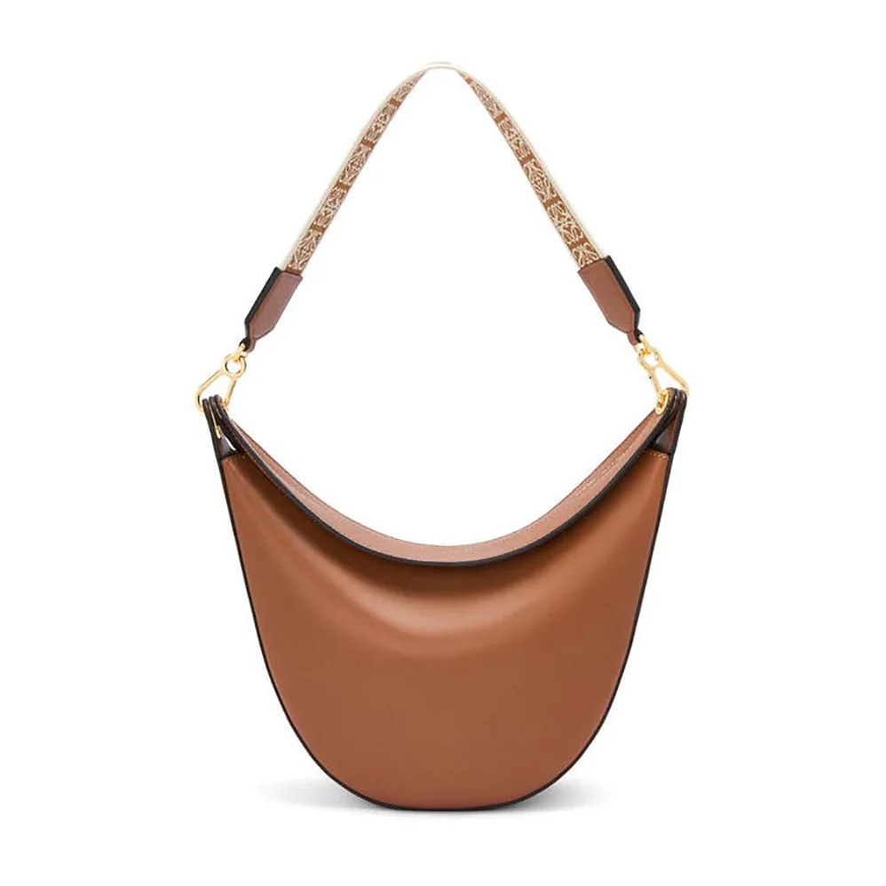 Loewe Luna Bag in Satin Calfskin and Jacquard for Women in Brown