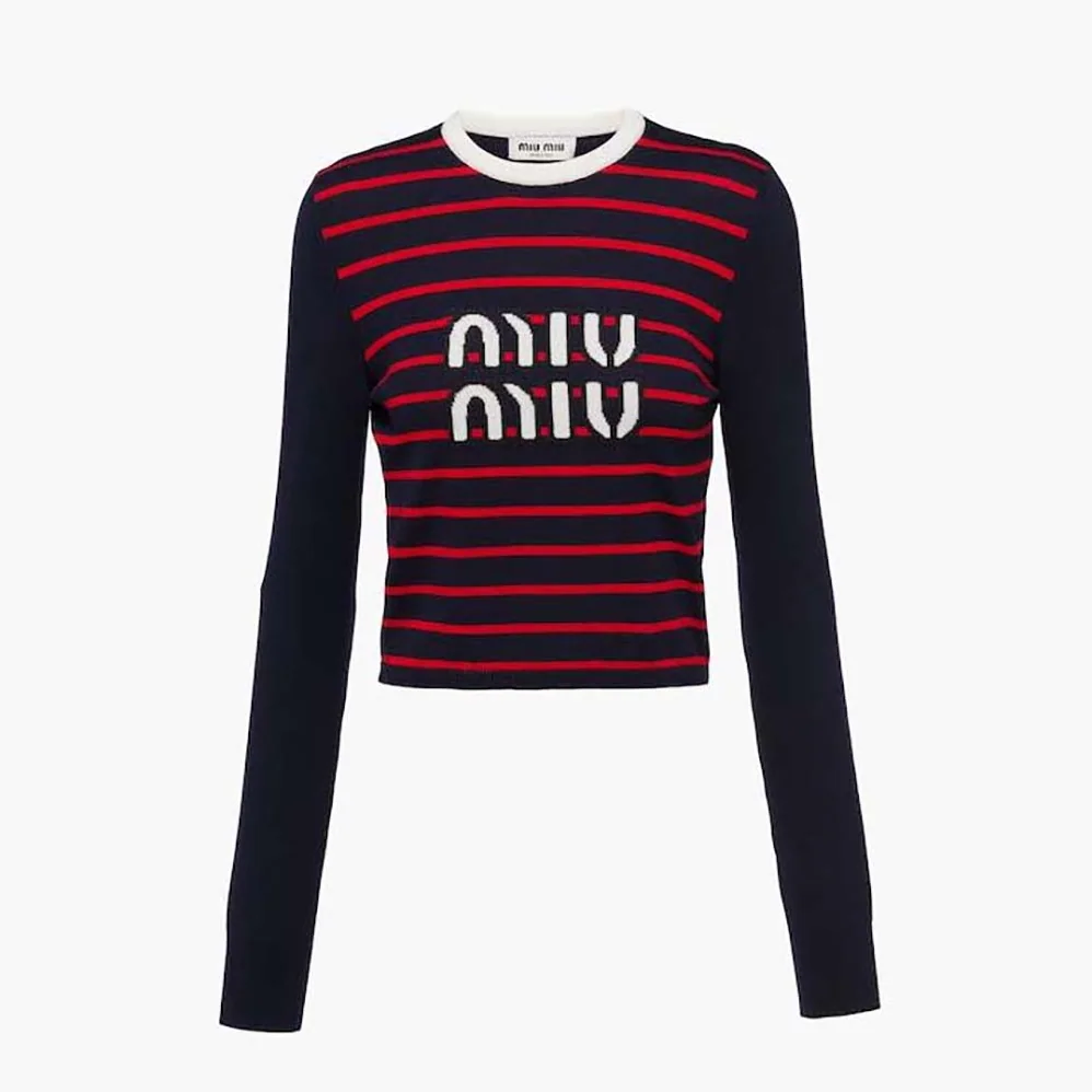 Miu Miu Wool Crew-Neck Sweater for Women in Black
