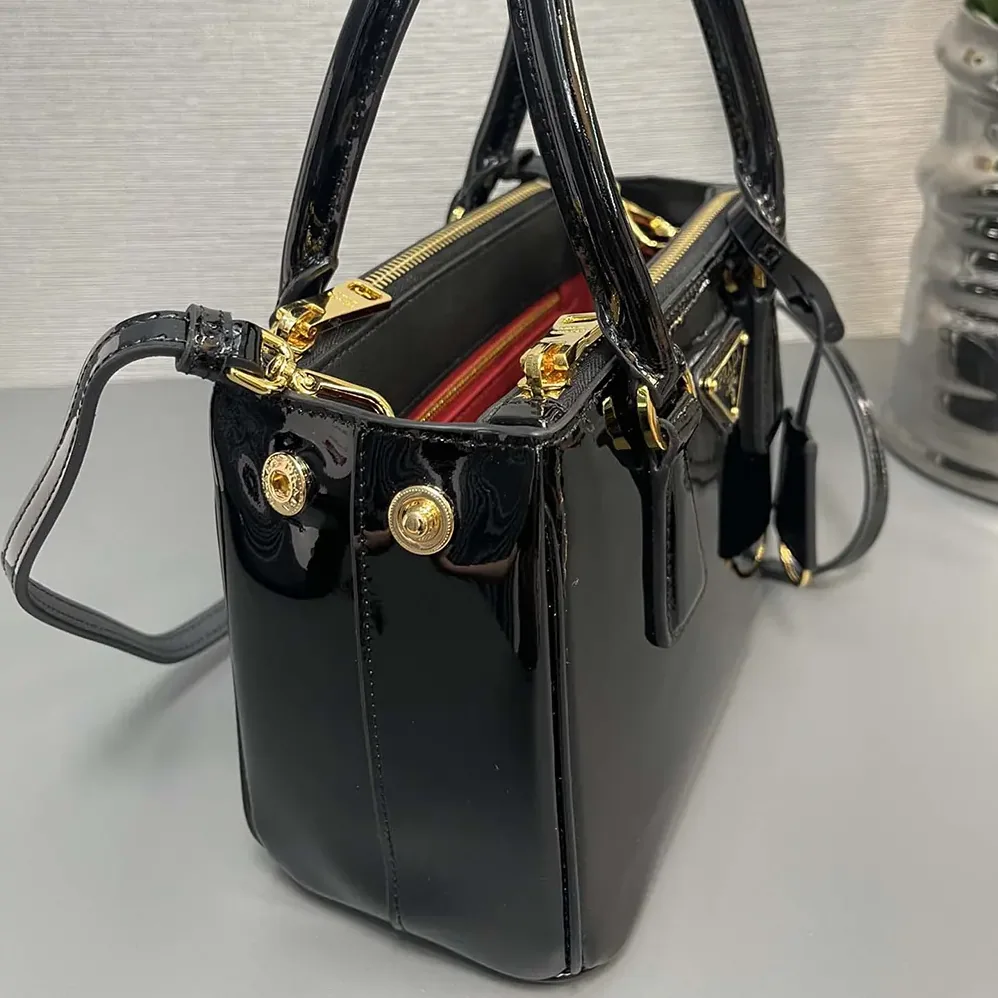 Prada Prada Galleria Patent Leather Mini Bag for Women in Black