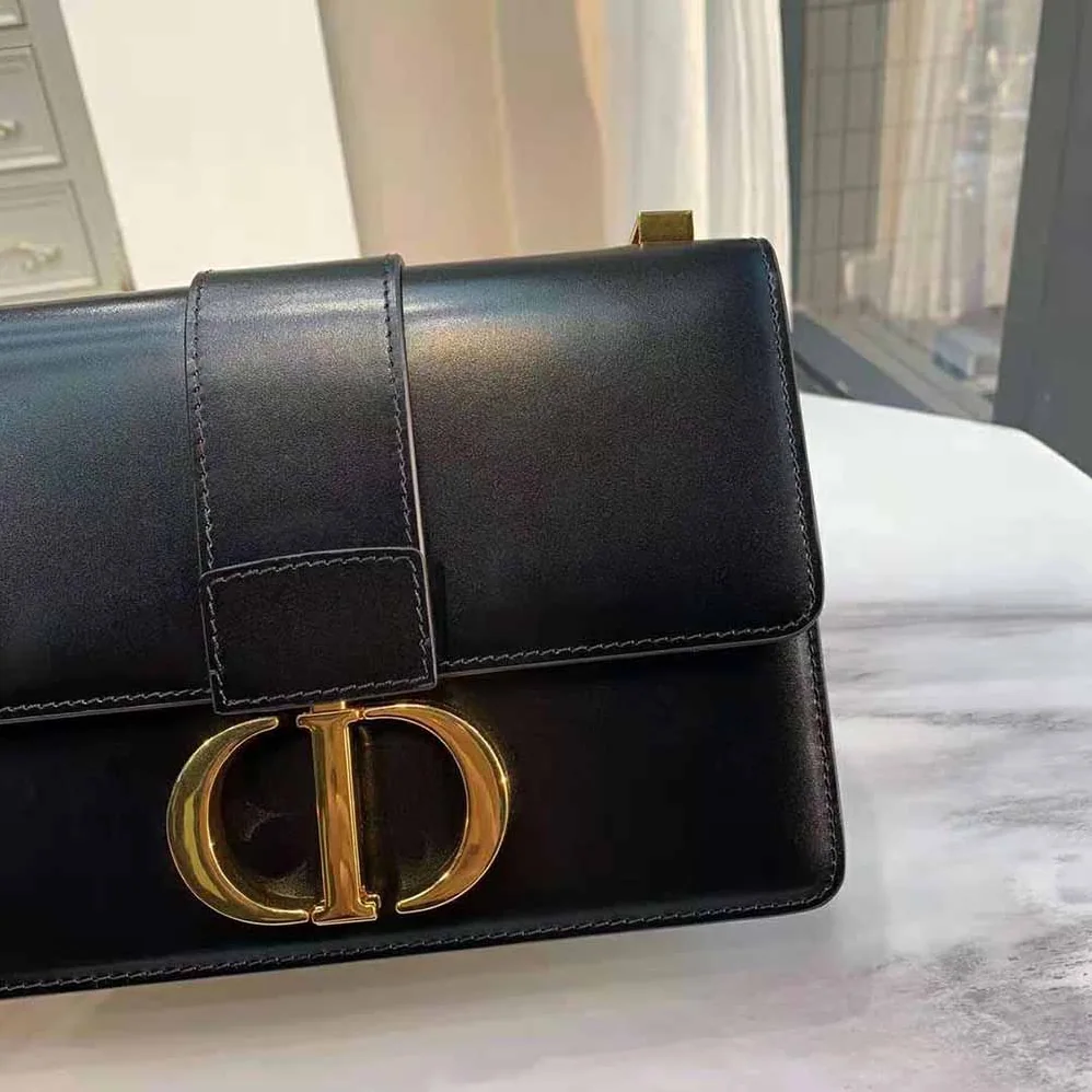 Dior 30 Montaigne Bag Des Vents Box Calfskin for Women in Black