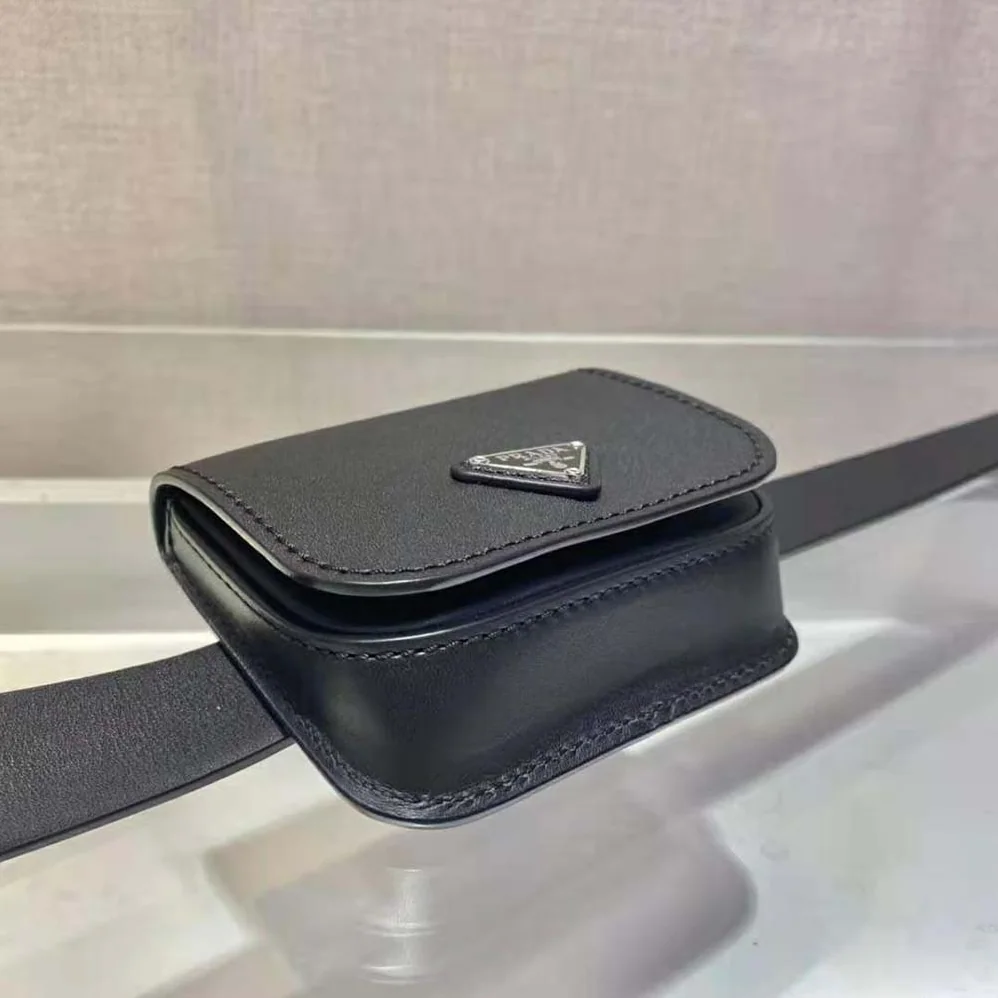 Prada Leather Belt With a Hybrid Multifunctional Design for Women in Black