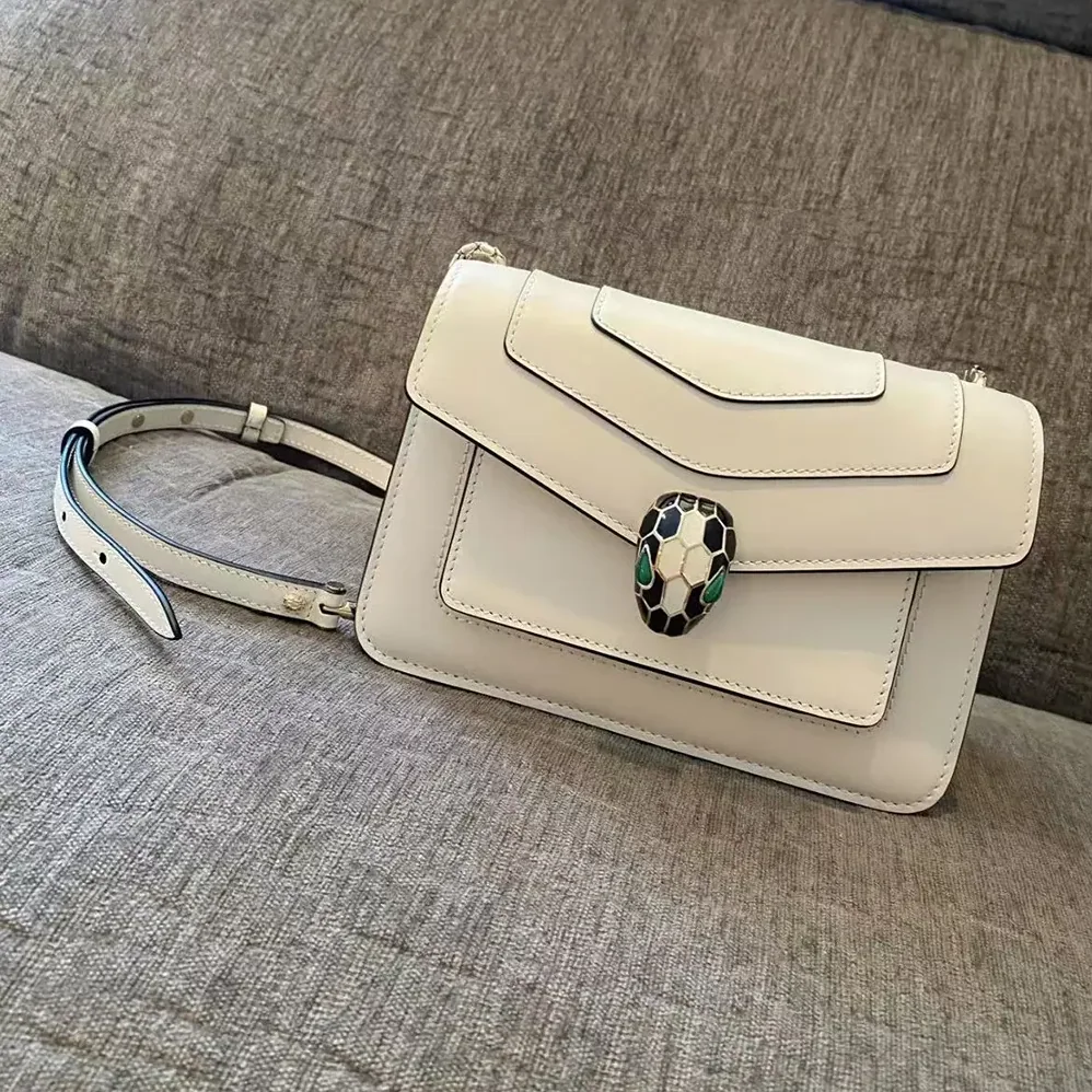 Bvlgari Mini Serpenti Forever East-West Shoulder Bag for Women in White