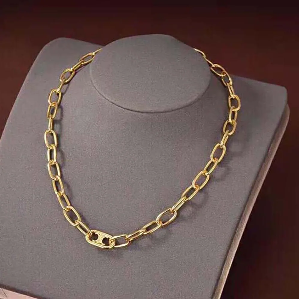 Celine Triomphe Link Necklace in Brass with Gold Finish for Women Celine Triomphe Link Necklace in Brass with Gold Finish for Women