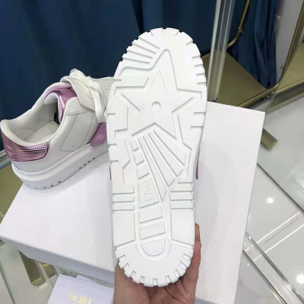 Dior Dior-id Sneaker White and Metallic Pink Calfskin for Women Dior Dior-id Sneaker White and Metallic Pink Calfskin for Women