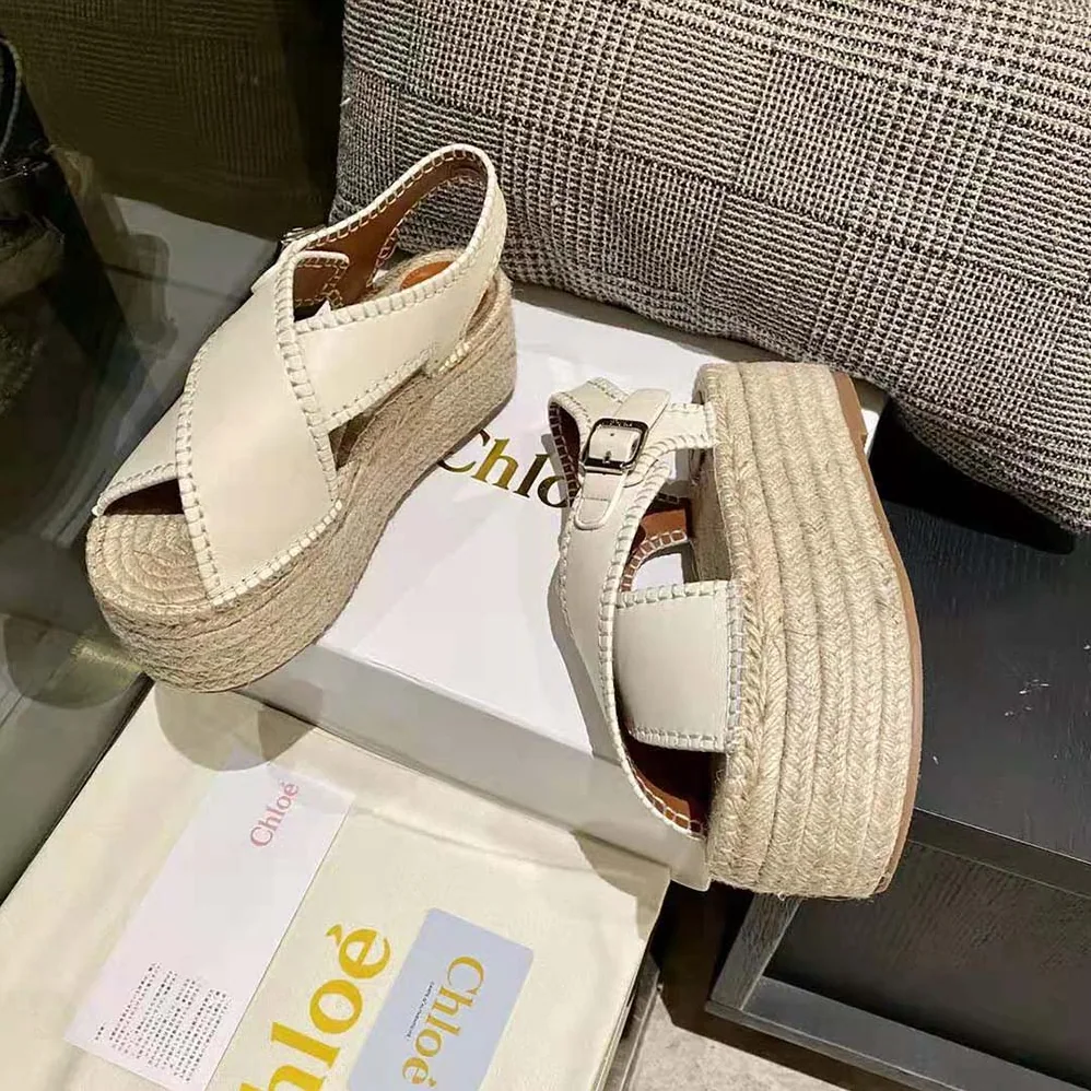 Chloe Lucinda Platform Espadrille in 6cm Heel Height for Women in White Chloe Lucinda Platform Espadrille in 6cm Heel Height for Women in White