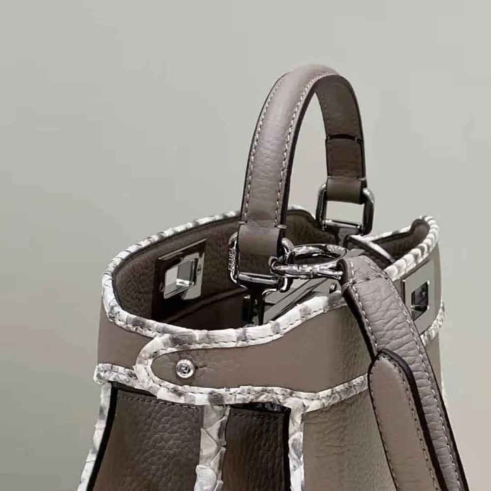 Fendi Peekaboo Iseeu Small Gray Full Grain Leather and Elaphe Bag for Women Fendi Peekaboo Iseeu Small Gray Full Grain Leather and Elaphe Bag for Women