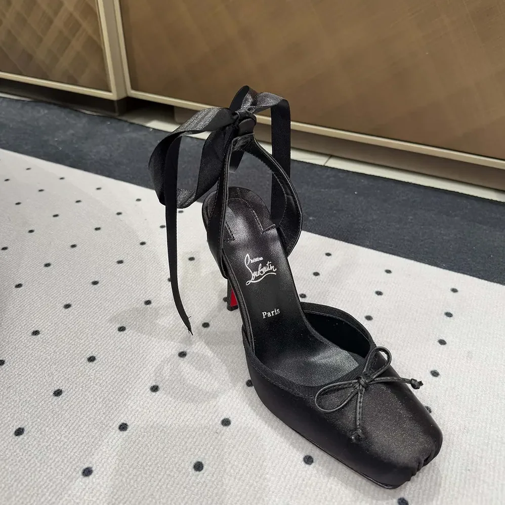 Christian Louboutin Cassia Lace Up 100 mm Strappy Pumps for Women in Black