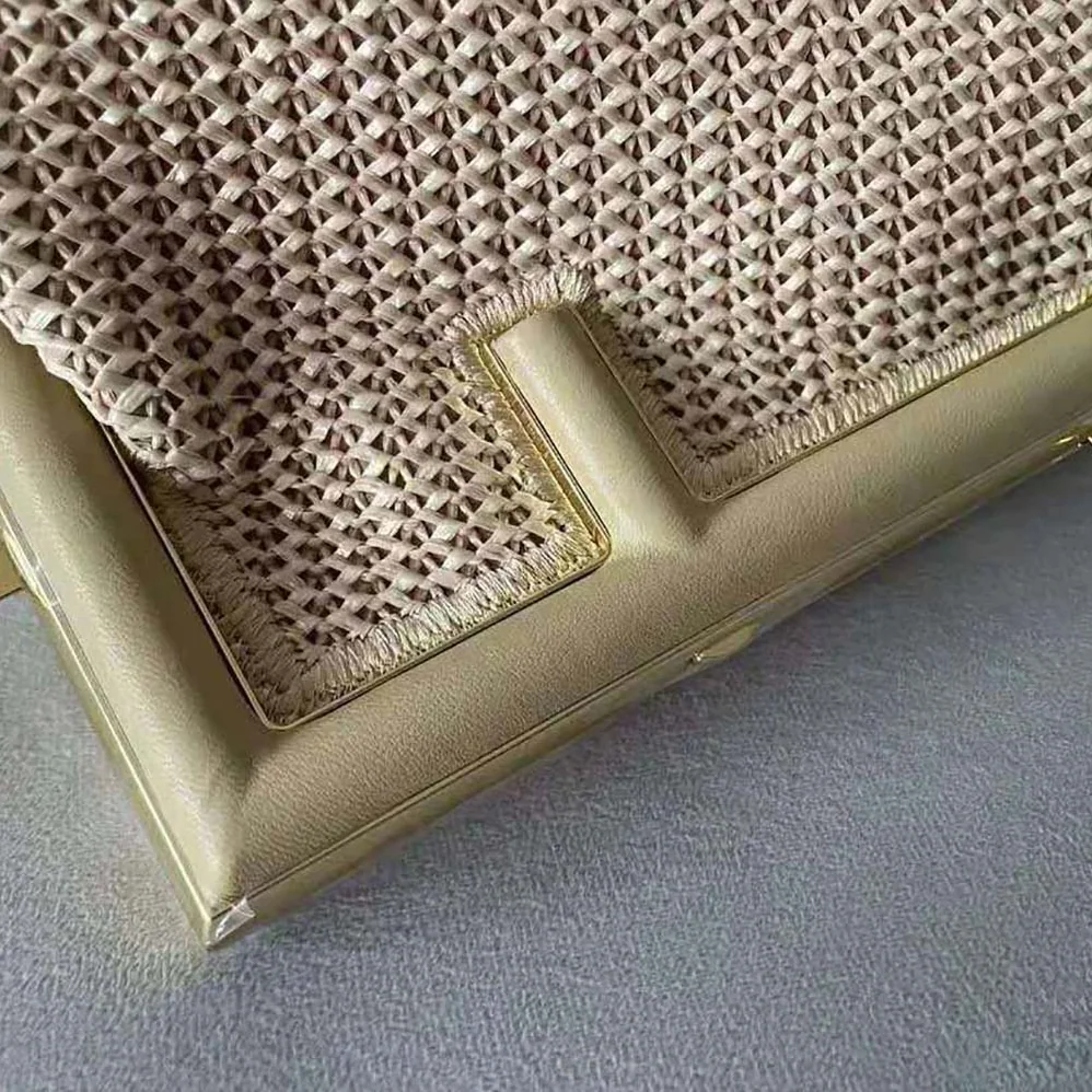 Fendi First Small Beige Raffia Macrame Bag for Women Fendi First Small Beige Raffia Macrame Bag for Women