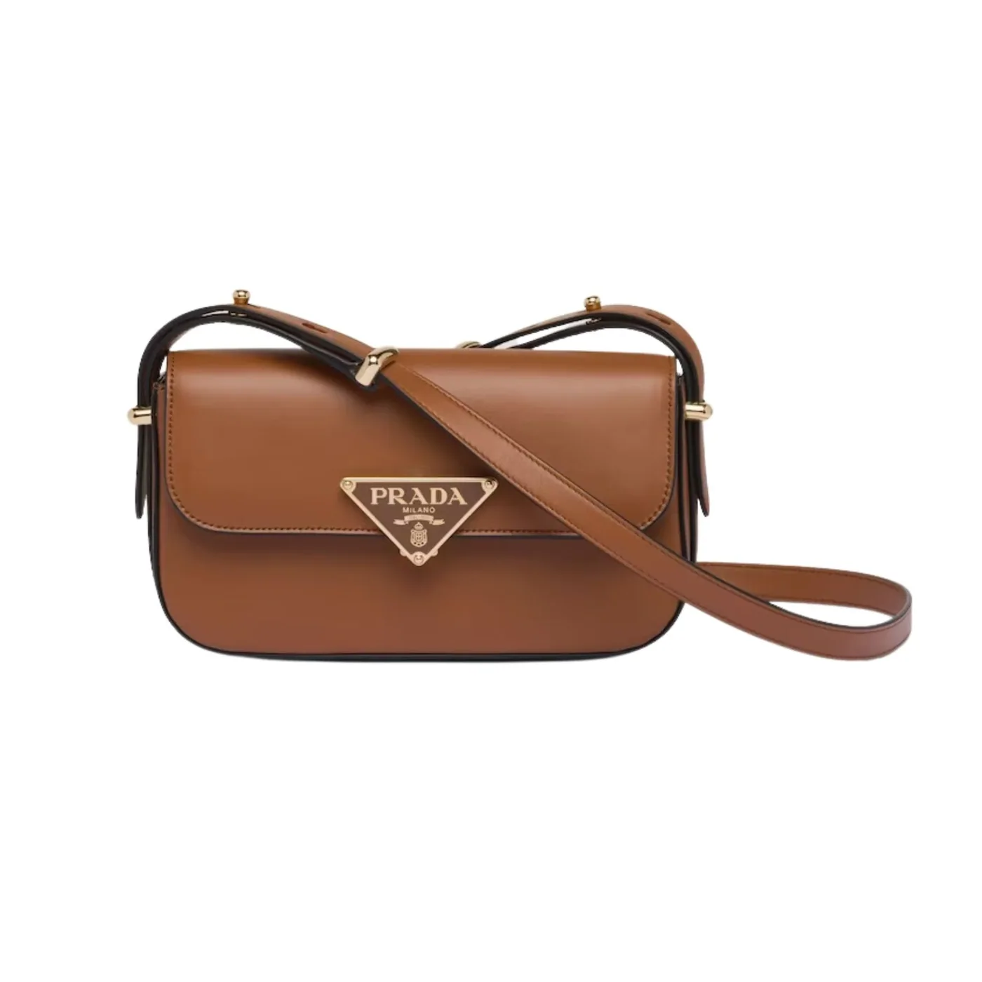 Prada Leather Shoulder Cognac Bag 1BD339_ASK_F0XUG_V_MTO- / 8 Inches