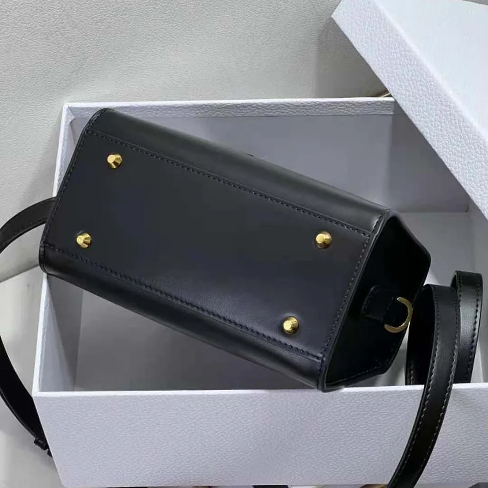 Dior Small Boston Bag Black Box Calfskin for Women