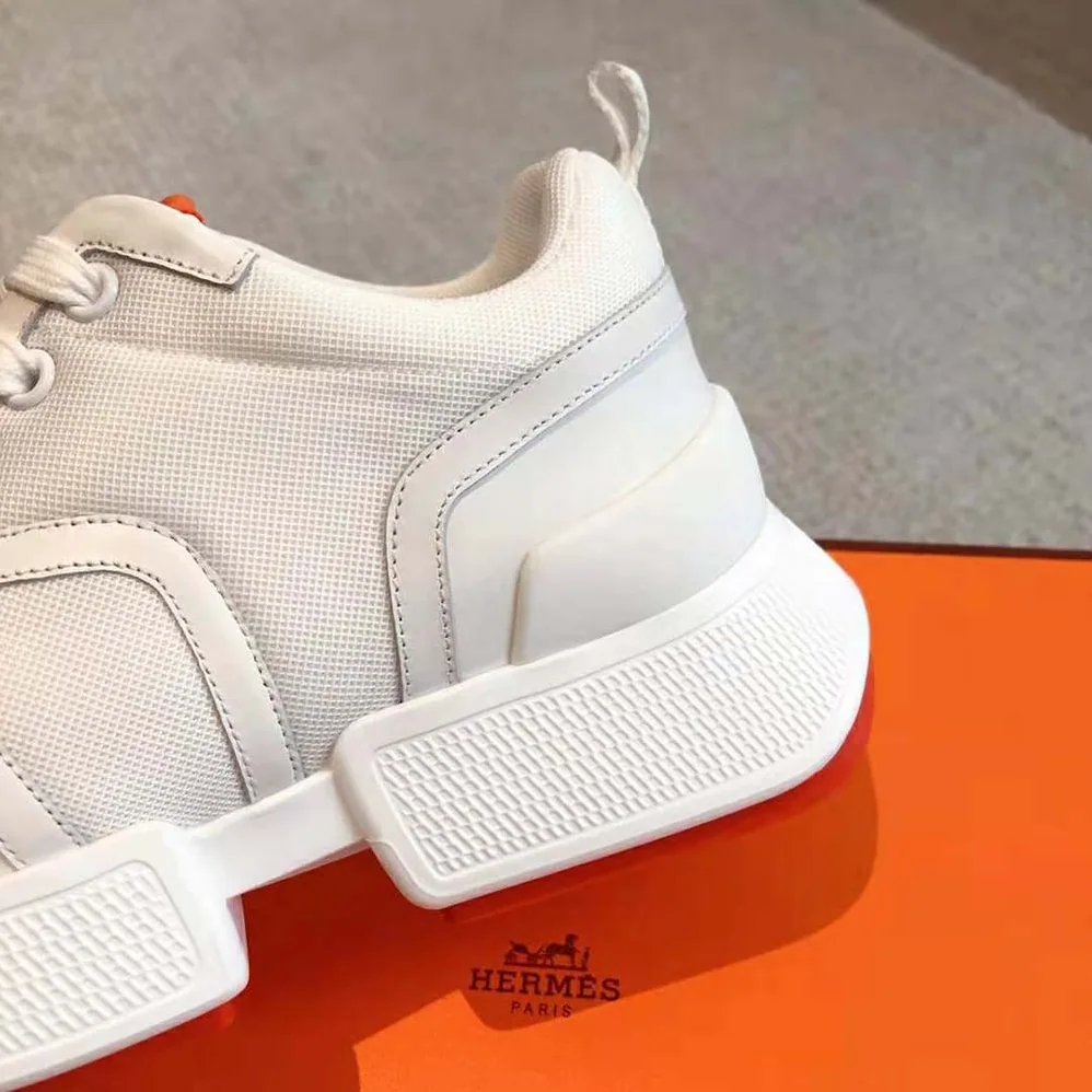 Hermes Giga Sneaker in Stitched Mesh and Calfskin for Unisex in White Hermes Giga Sneaker in Stitched Mesh and Calfskin for Unisex in White