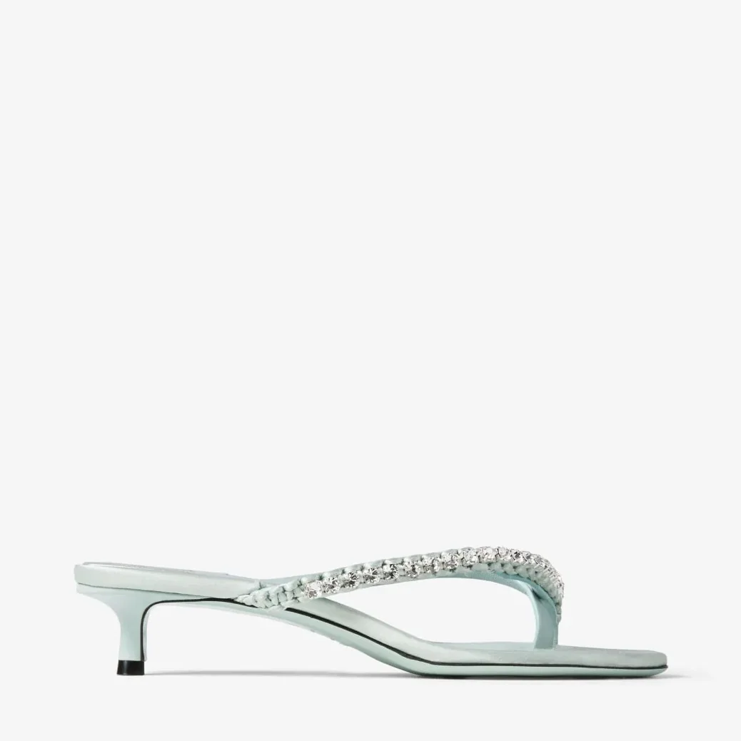 Jimmy Choo Dila 35 Mule Sandal Light Verde DILA35GZM Jimmy Choo Dila 35 Mule Sandal Light Verde DILA35GZM