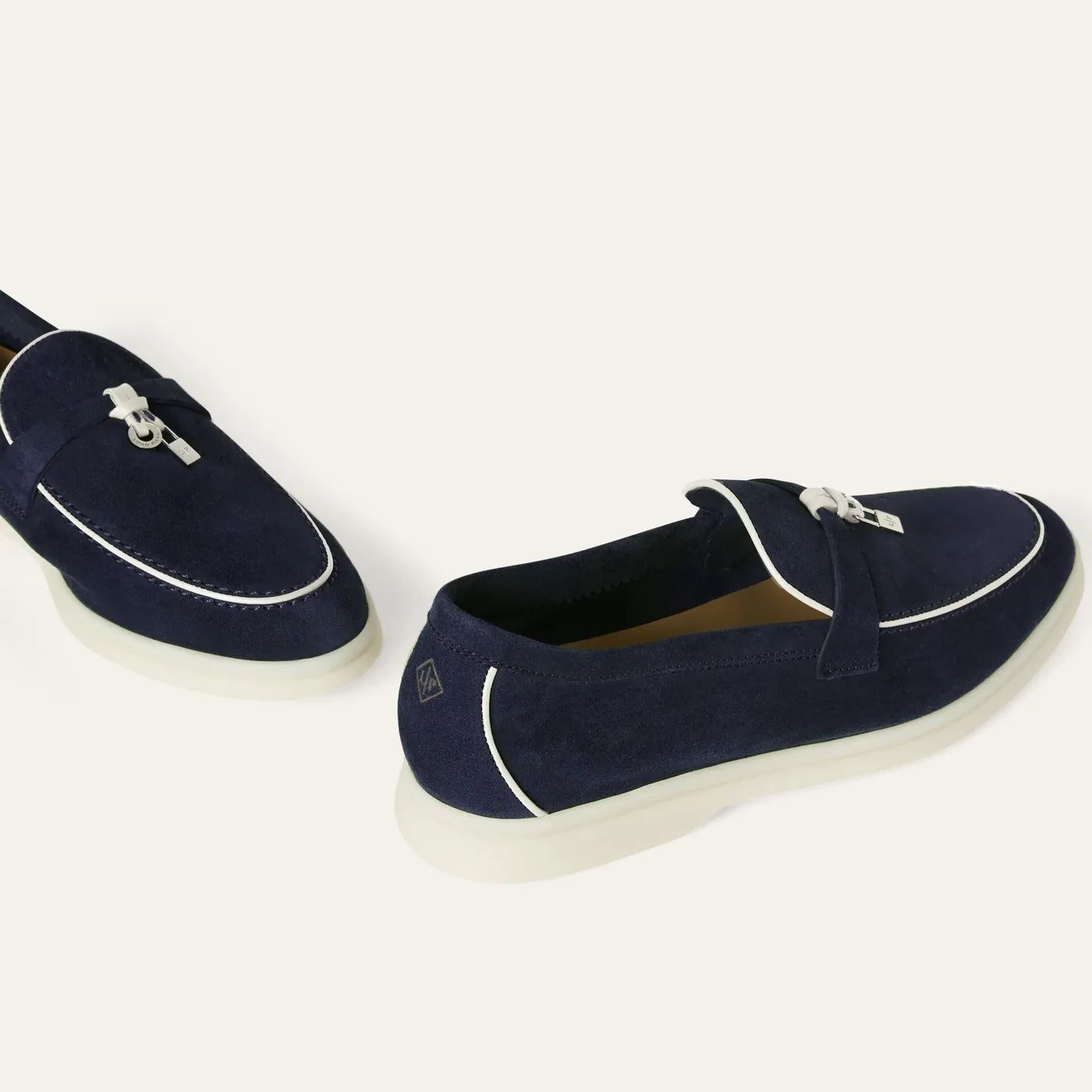 Loro Piana Summer Charms Walk Loafers Navy Blue – FAL5899