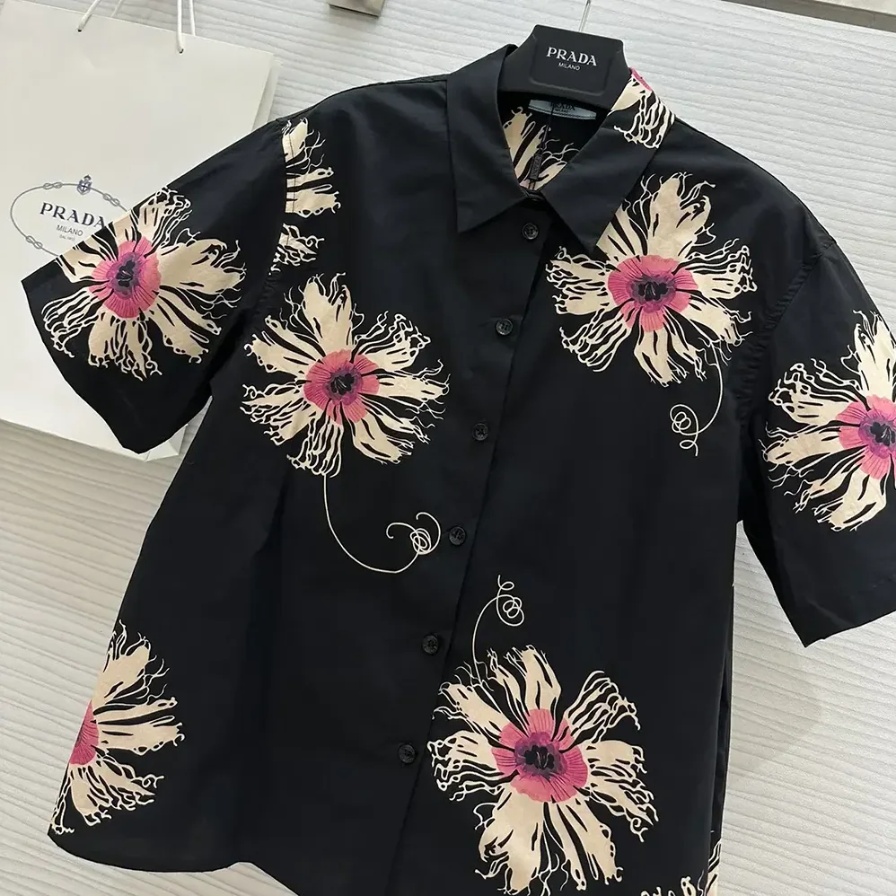 Prada Short for Women in sleeved Printed Poplin Shirt