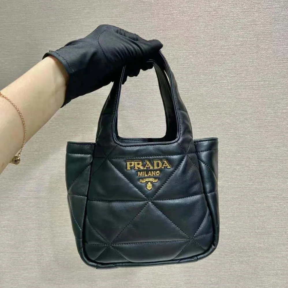 Prada Small Nappa-Leather Tote Bag with Topstitching for Women Prada Small Nappa-Leather Tote Bag with Topstitching for Women