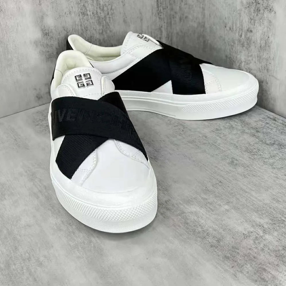 Givenchy City Sport Sneakers in Leather with Double Webbing Strap for Men in White