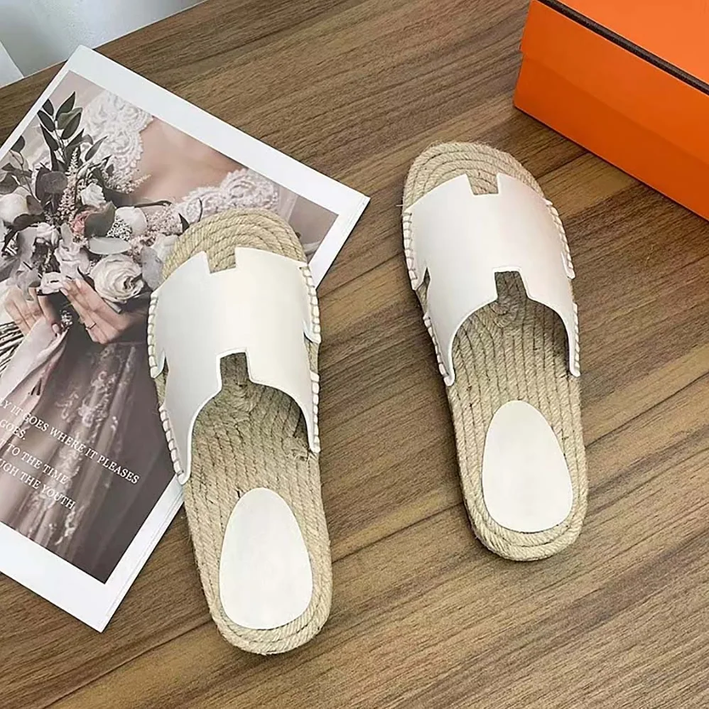Hermes Catalya Espadrille in Calfskin with Rope Sole and “H” Cut-out for Unisex in White Hermes Catalya Espadrille in Calfskin with Rope Sole and “H” Cut-out for Unisex in White