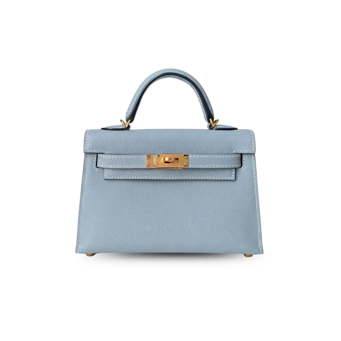 Hermes Kelly Mini Top Handle Bag / Sky Blue Epsom Gold Hardware Hermes Kelly Mini Top Handle Bag / Sky Blue Epsom Gold Hardware