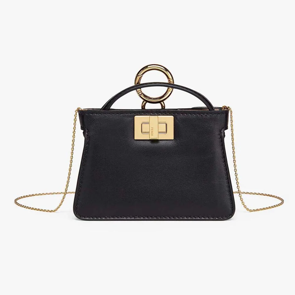 Fendi Pico Peekaboo Charm Light Nappa Leather Charm for Women in Black Fendi Pico Peekaboo Charm Light Nappa Leather Charm for Women in Black