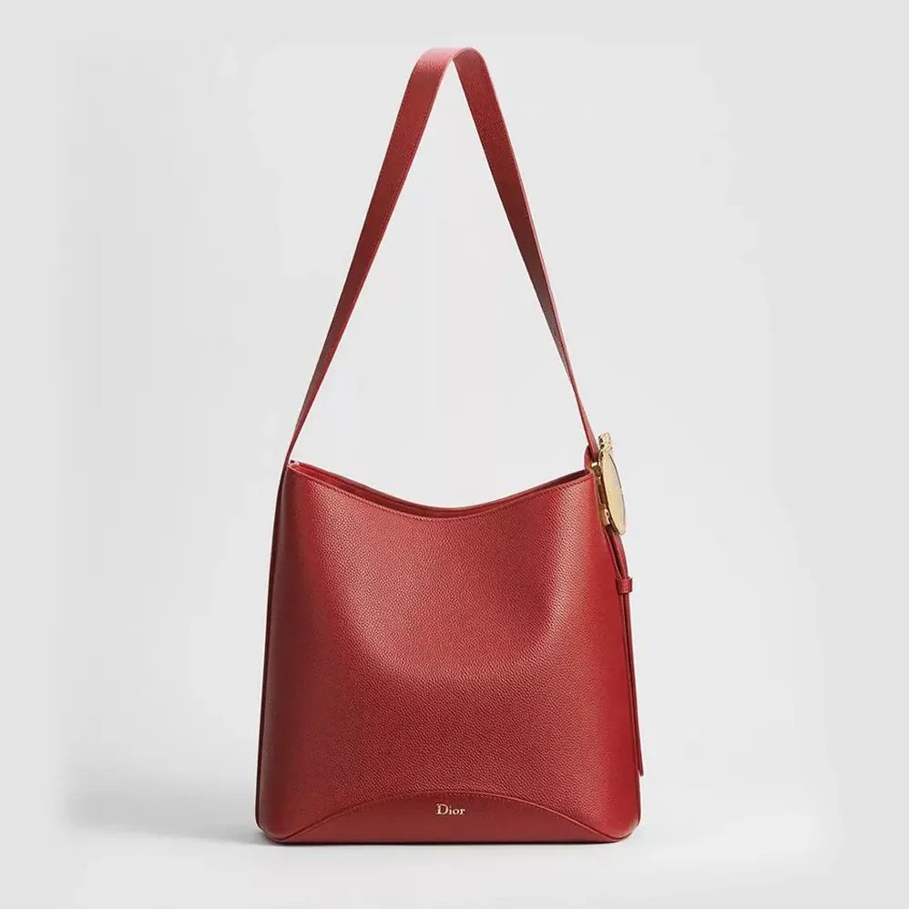 Dior Medium Dior Médaillon Bucket Bag Garance Red Grained Calfskin for Women