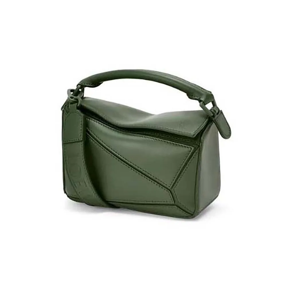 Loewe Mini Puzzle Bag in Satin Calfskin for Women in Green