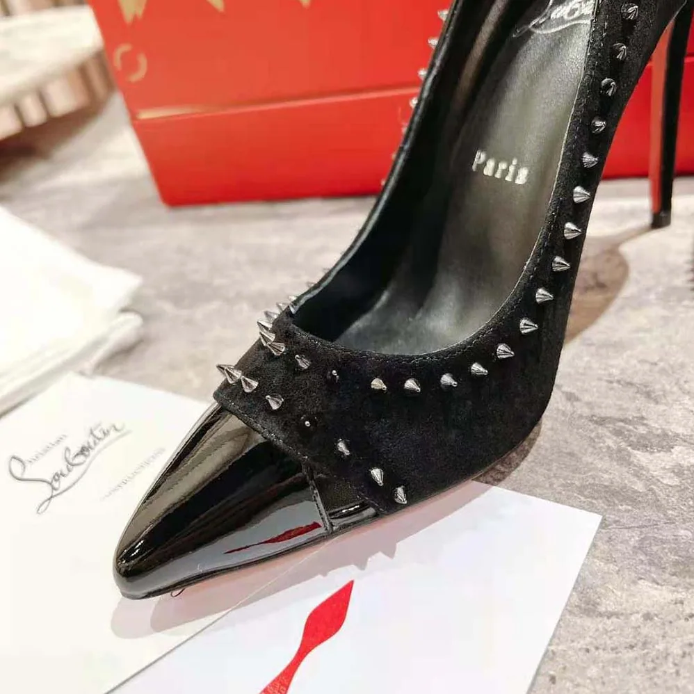 Christian Louboutin Duvette Spikes 85 mm Heel Height for Women in Black Christian Louboutin Duvette Spikes 85 mm Heel Height for Women in Black