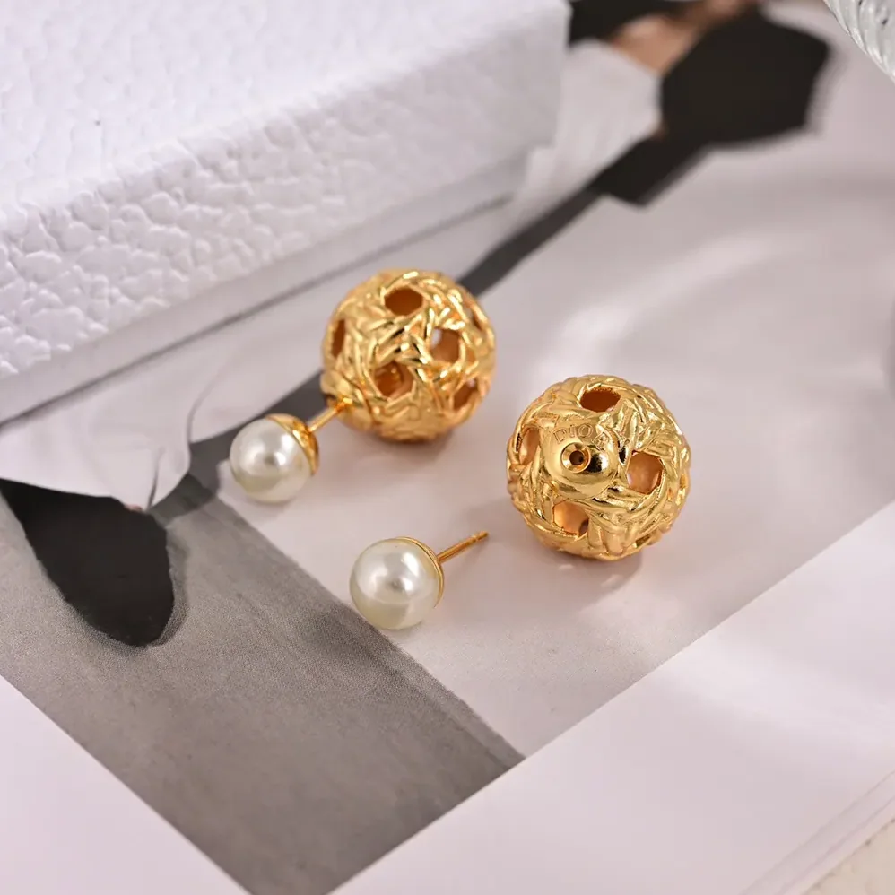 Dior Tribales Earrings Gold-Finish Metal and White Resin Pearls for Women Dior Tribales Earrings Gold-Finish Metal and White Resin Pearls for Women