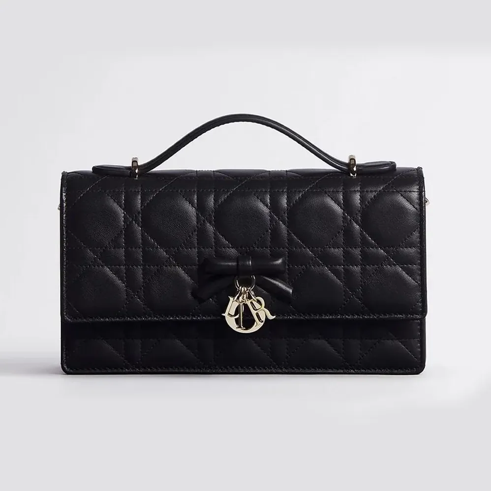 Dior My Dior Mini Bag Black Cannage Lambskin for Women