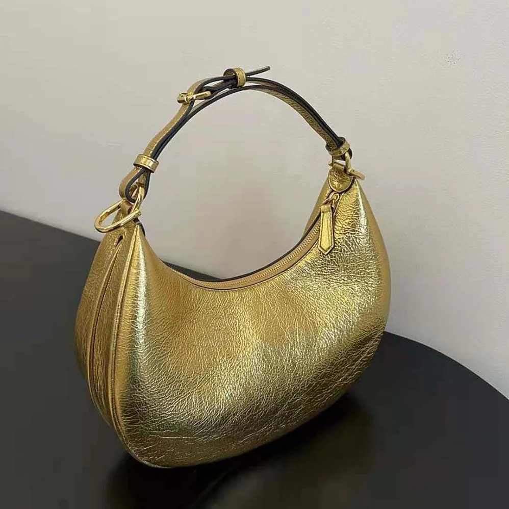 Fendi Fendigraphy Small Gold Laminated Leather Bag for Women