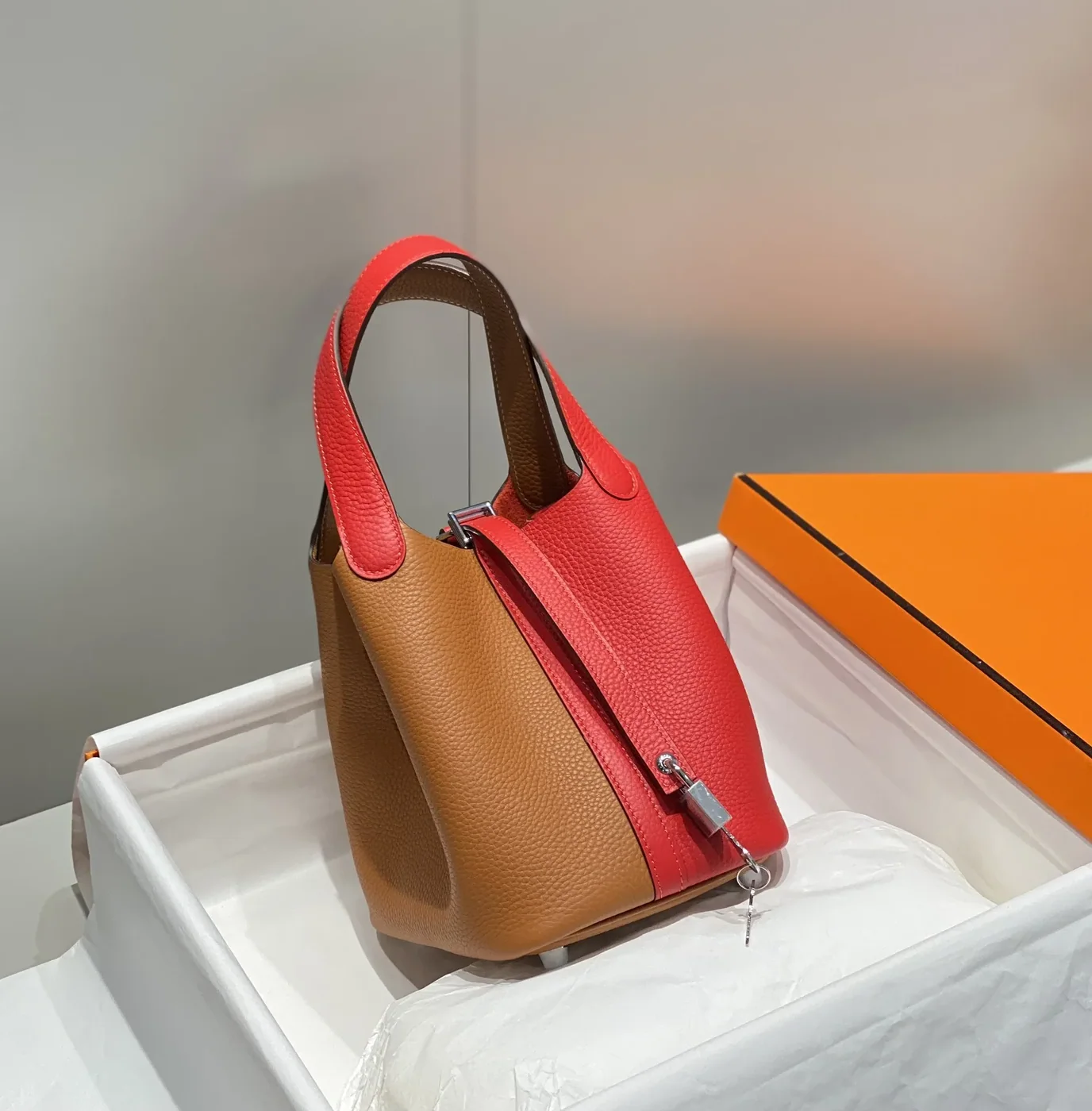 Hermes Picotin Lock 18 Bag Brown in Red / Hermes Picotin Lock 18 Bag Brown in Red /