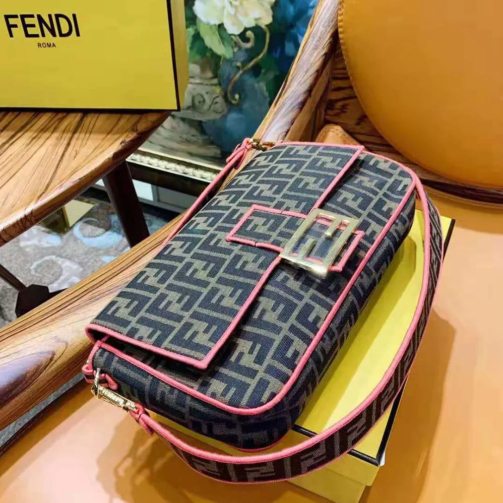 Fendi Baguette Large Fendi Roma for Women in Amor Fabric Bag Fendi Baguette Large Fendi Roma for Women in Amor Fabric Bag