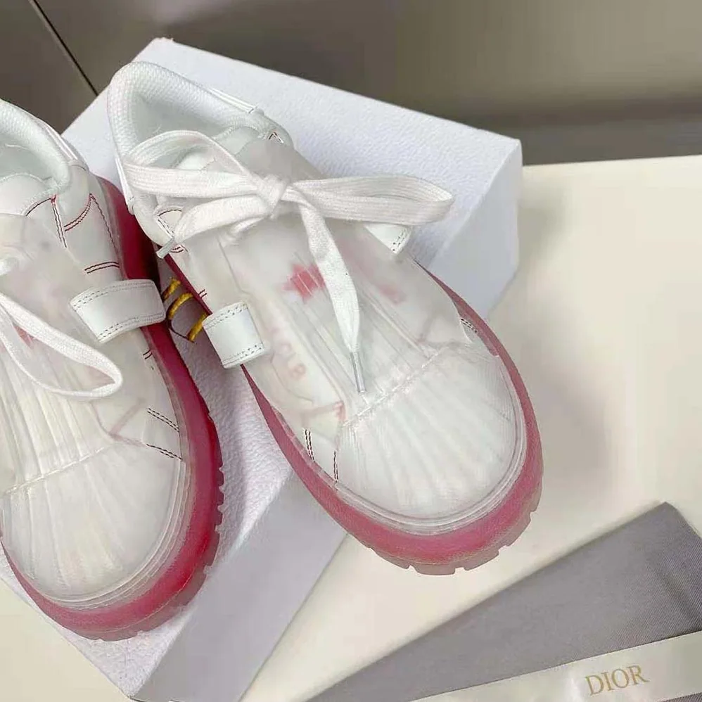 Dior Dior-Id Sneaker White Calfskin and Transparent Red Rubber for Women