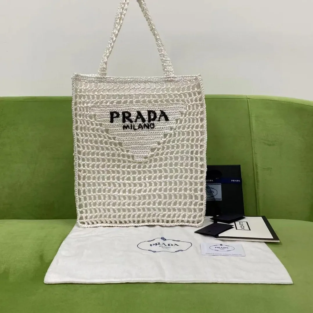 Prada Raffia Tote Bag White Prada Raffia Tote Bag White