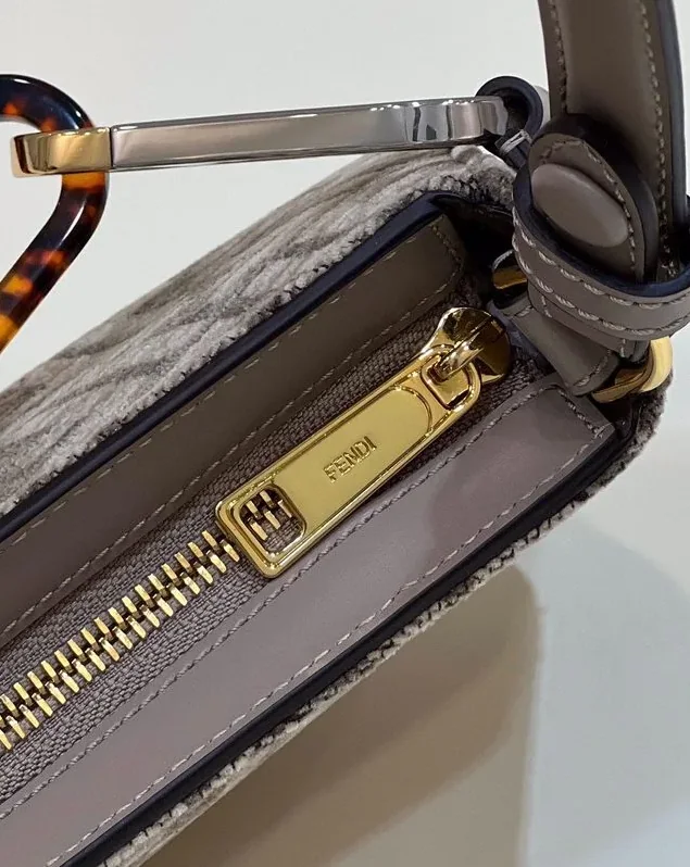 Fendi OLock Swing Dove Gray Tapestry Fabric Bag For Woman / Fendi OLock Swing Dove Gray Tapestry Fabric Bag For Woman /