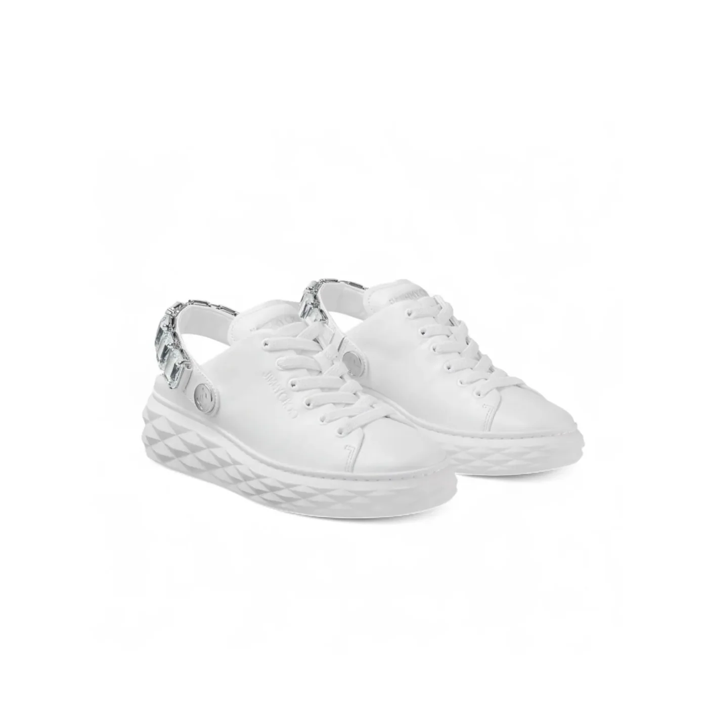 Jimmy Choo Diamond Sling Slipper Trainers White DIAMONDMAXICRYSTALNDL