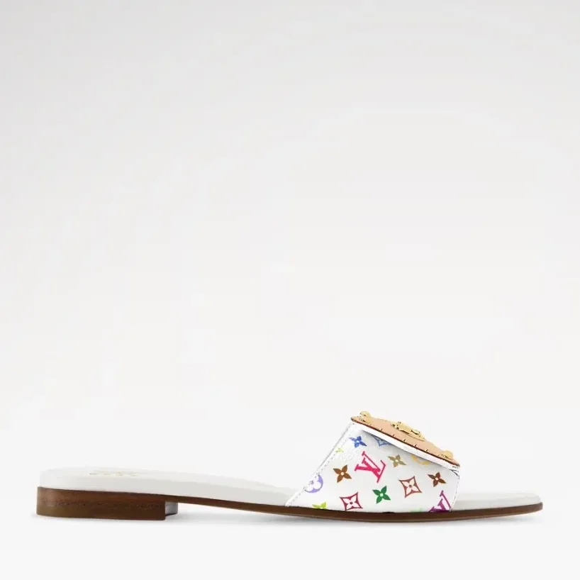 Louis Vuitton LV x TM LV Frame Flat Mules White 1AJJYL Louis Vuitton LV x TM LV Frame Flat Mules White 1AJJYL