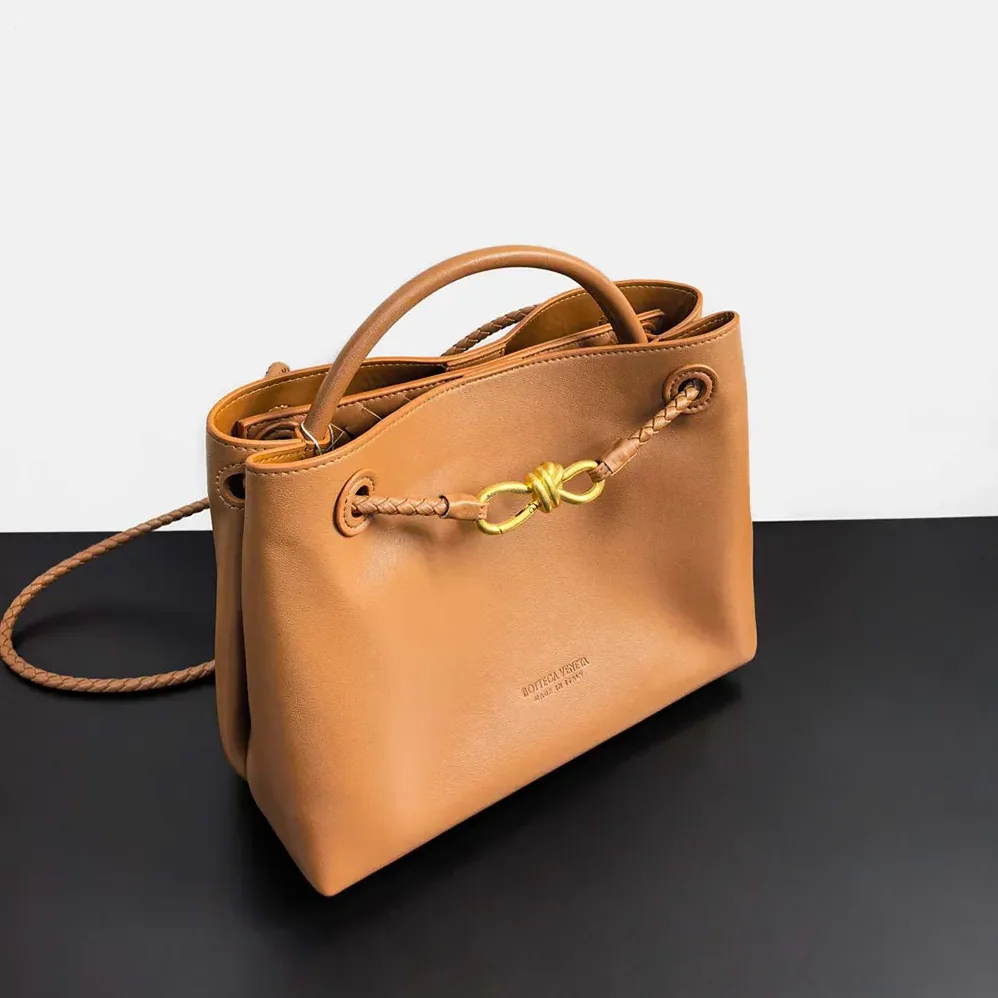 Bottega Veneta Small Andiamo in Silky Calf Leather for Women in Brown