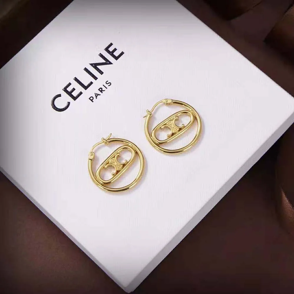 Celine Maillon Triomphe Bold Hoops in Brass with Gold Finish for Women Celine Maillon Triomphe Bold Hoops in Brass with Gold Finish for Women