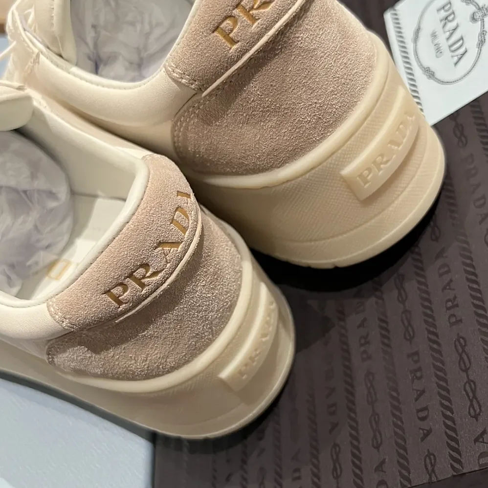 Prada Downtown Bold Nappa Leather And Suede Sneakers for Women Prada Downtown Bold Nappa Leather And Suede Sneakers for Women